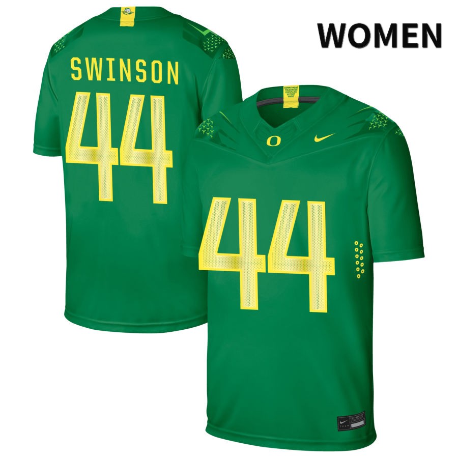 Oregon Ducks Women's #44 Bradyn Swinson Football College Authentic Green NIL 2022 Nike Jersey IIH20O2C